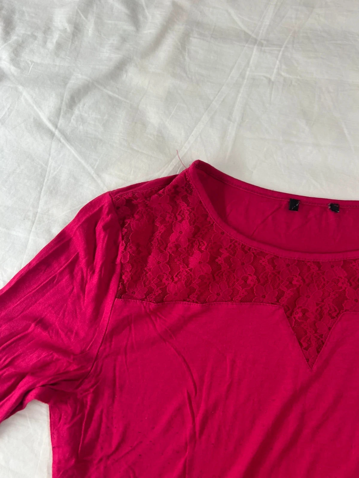Pull rose à dentelle vintage en viscose – photo 5